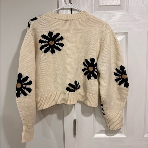 Sandro Cream and Black Floral Sweater - Picture 3 of 5